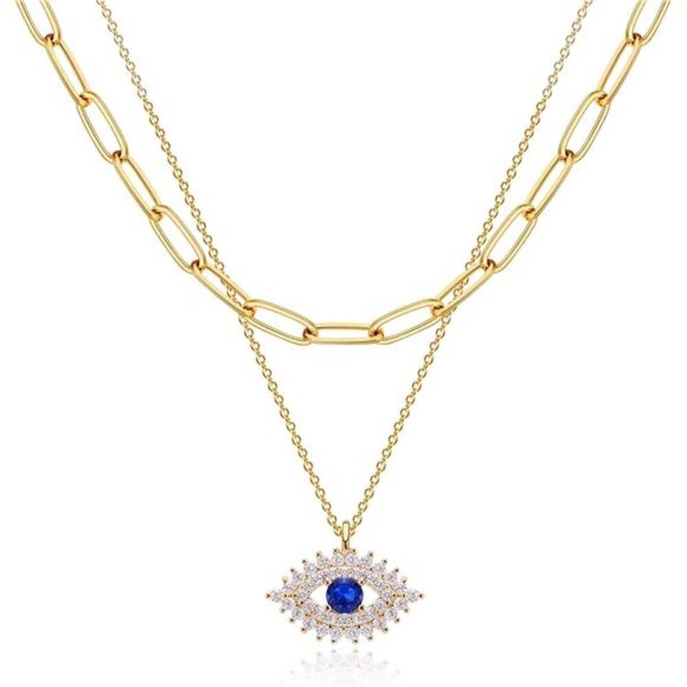 Layered Heart Necklace Pendant Handmade 18k Gold Plated Dainty Choker Arrow